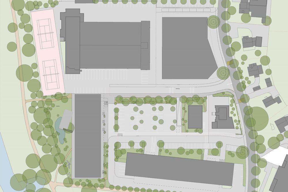 Situationsplan Aawiesen inkl. Tennis-Center (1 : 500)